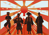 ä¾ã»å¿èã»å§ã»å¯å£«å±±ãNinja,monk,samurai,priest,Japanese characters 